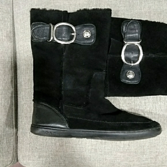 Coach black suede boots size 7 - Picture 2 of 8